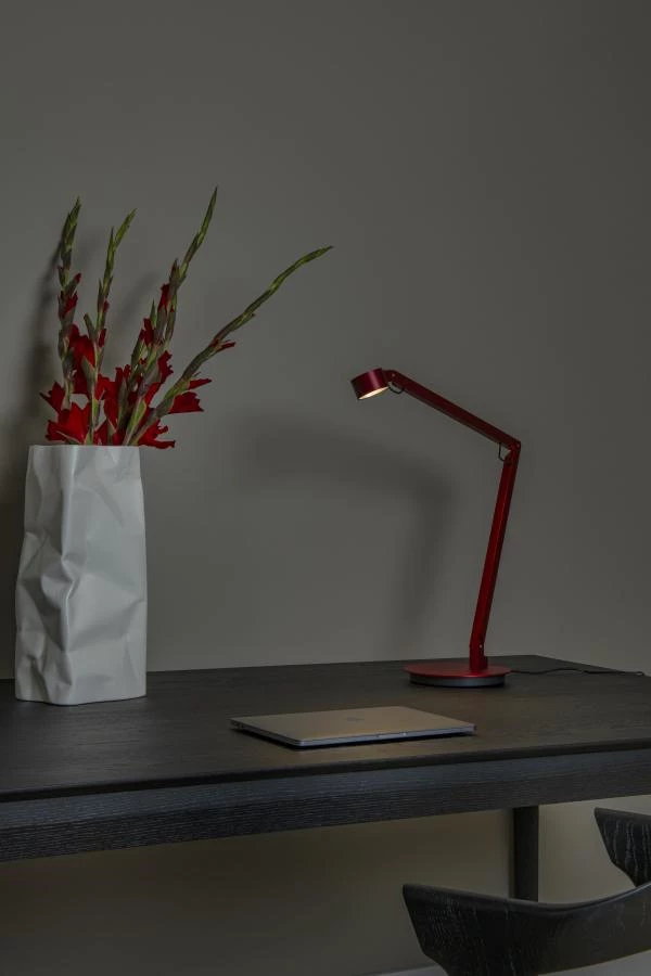 Lucide Premium OGDEN - Lampe de bureau - LED 3 StepDim - 1x7W 3000K - Rouge - ambiance 1